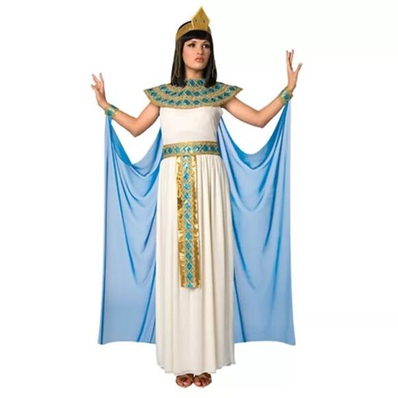 Cleopatra Egyptian Costume with Golden Snake Armband & Prop Snake- ADULT MEDIUM - Picture 1 of 7